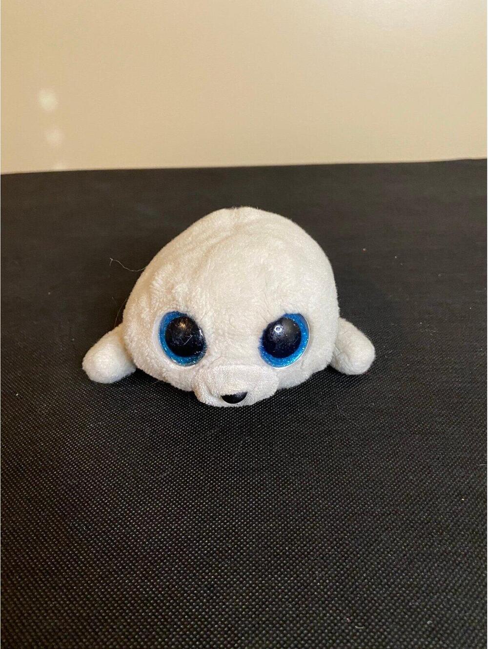 Ty Beanie Boos Icy the Seal Plush Toy White Harp‎ Seal Blue Glitter Eyes 6 Inch